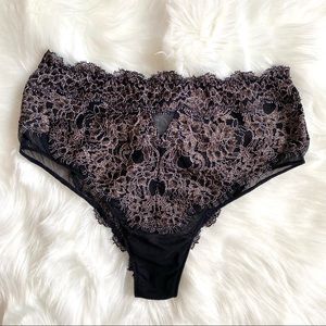 Victoria’s Secret Size S High Waisted Cheeky Black & Rose Gold Lace Panty